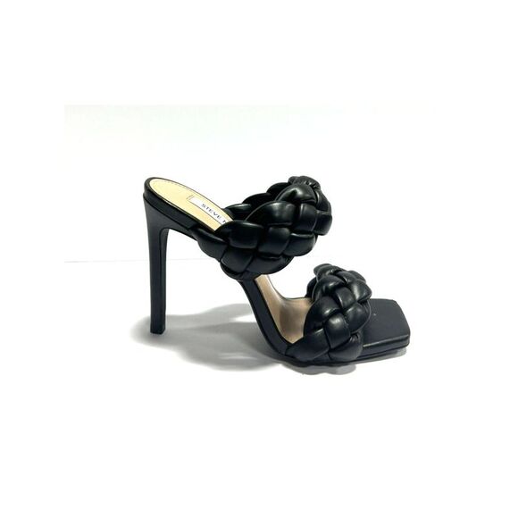 STEVE MADDEN Shoes - STEVE MADDEN Womens Black Kenley Square Toe Stiletto Slip On Sandals Shoes 6 M